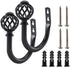 2 Pack Curtain Holdbacks, ULIFESTAR U Shaped Wall Mounted Tieback Hooks for Home Decor (Black)