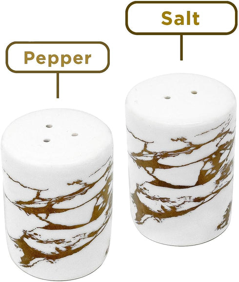 Modern Gold Ceramic Salt and Pepper Shaker Set with Lids