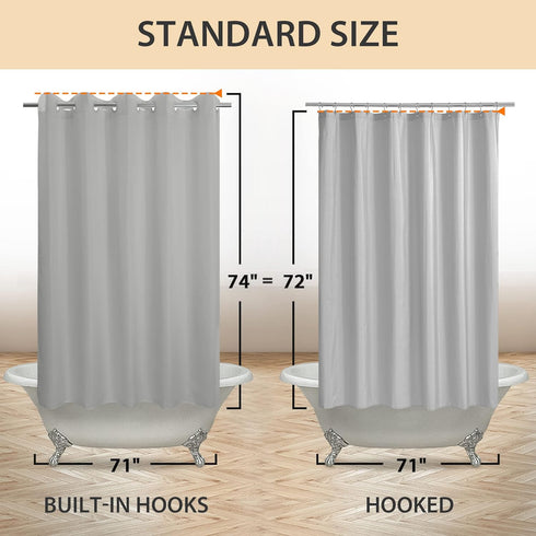 71x74 River Dream No Hook Hotel Cloth Grey Shower Curtain Soft Microfiber & Waterproof - Fabric Shower Curtain