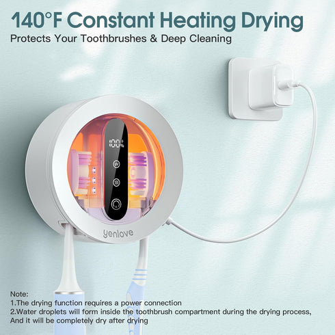 Upgraded UV Toothbrush Cleaner Holder, Toothbrush Holders Wall Mounted, Electric Toothbrush Holder for Bathroom, LED