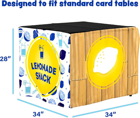 HIDEABOO 34" 34" 28" Easy Lemonade Stand Tablecloth Polyester Spandex Table Cover for Lemonade Stand for Kids