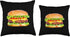 Hamburger Burger Food Day Gift Buns Cheeseburger Grill Black Throw Pillow, 18x18, Multicolor