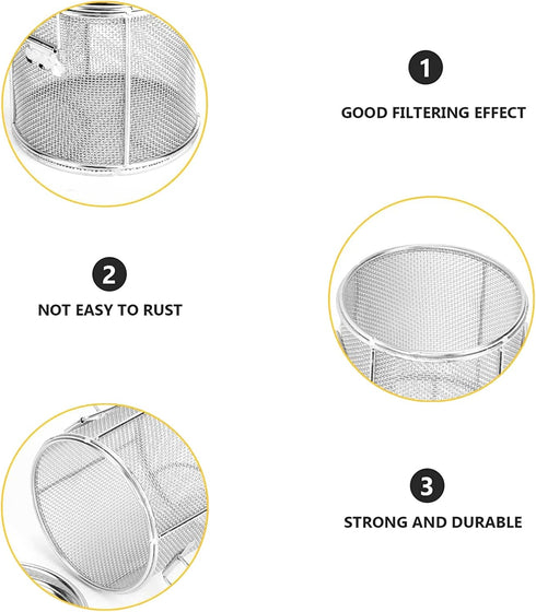 Seasoning Strainer, Stainless Steel Spice Filter with Chain Hook for Cooking, Mesh Design Tea Ball Strainer (10 * 10cm)