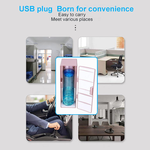 Small Cold Warm Fridge, Mini USB Portable Car Refrigerator for Bedroom Office, Electric Cooler & Warmer