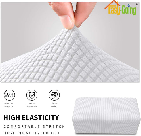 Easy-Going Stretch Ottoman Cover Folding Storage Stool Furniture Protector Rectangle slipcover Elastic Bottom (Ottoman