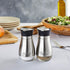 Set Counter (4oz) Stainless Steel Salt and Pepper Shaker with Glass Bottom, Perforated "S" and "P" Caps - Modern