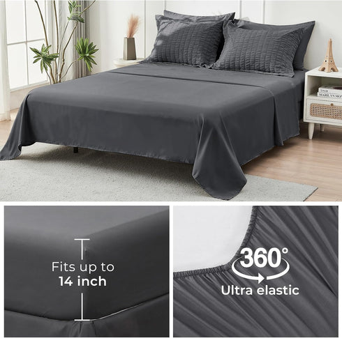Sets 7 Set HYMOKEGE Full Size Comforter Seersucker Pieces, All Season Luxury Bed in a Bag for Bedroom, Bedding