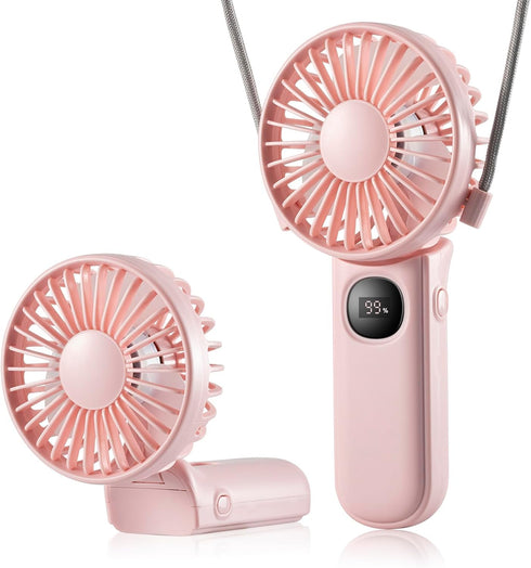 Mini Fan Handheld, 3 in 1 Rechargeable Small Portable Fan for Travel, 2400mAh Battery Operated with LED Display