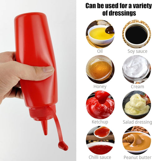 ICSTM 3 Nozzle Caps,250Ml/8.5Oz (250ML/8OZ) Pcs Plastic Squeeze Sauce Bottles with Reusable Squeeze Condiment Bottles