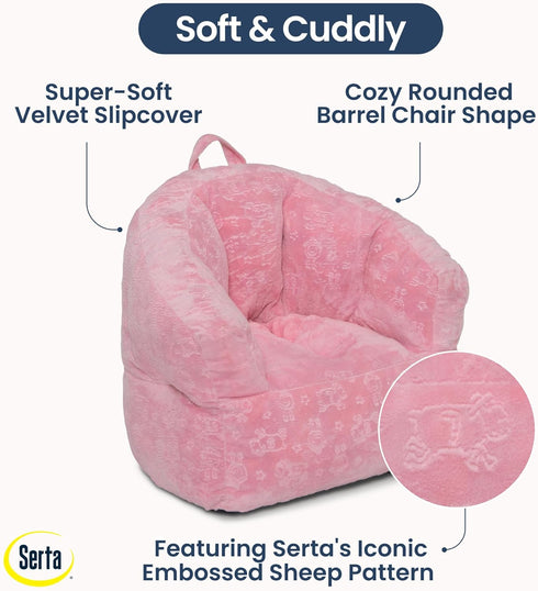 Cozy Delta Children - Serta Kids Plush Barrel Toddler Chair, Soft Foam Chair Bean Bag Chair Alternative for Boys