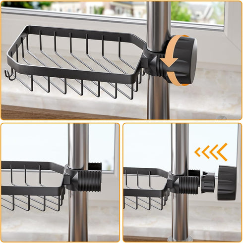 LONIN Sponge Holder Over Faucet Kitchen Sink Caddy Organizer, Stainless Steel Detachable Hanging Faucet Drain Rack