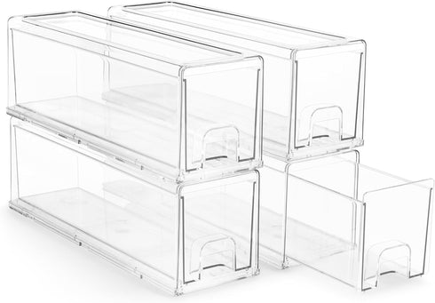 Sorbus Small Clear Stackable Storage Drawers - Plastic Storage Drawers with Handles for Craft, Clothes, Makeup, Bathroom