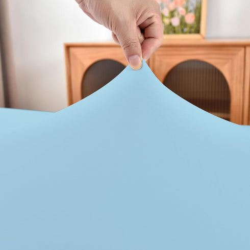 34x34 inch Baby Blue Fitted Tablecloth with Elastic for Square Folding Tables Washable Stretchy Spandex Card Table