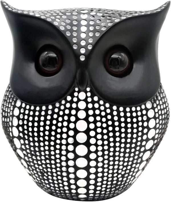 Resin Owl Statue Home Decor - Black Bird Sculpture, Small Accents for Bedroom, Office, Garden, Bookshelf, TV Stand