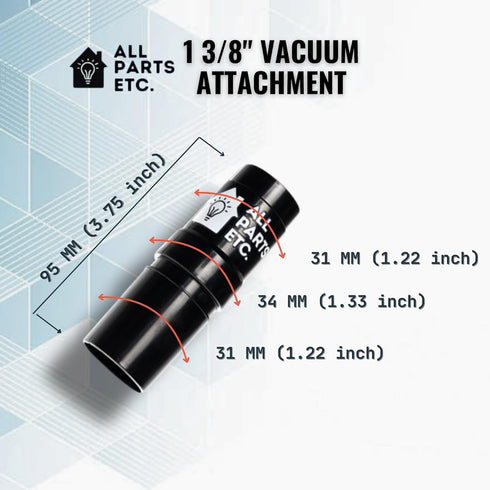 ALL PARTS ETC 1.25" Flexible Vacuum Crevice Tool with 2 Adapters, 24" Long for Cleaning Under Appliances