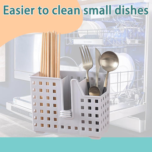 Grey Dishwasher Chopstick & Straw Basket, Ideal Utensil Holder for Small Items, Keep Your Dishwasher Organized