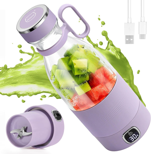 Portable Blender, MIAOKE 350ml Mini Juicer Cup for Juice, Shakes, and Smoothies, USB Rechargeable with LED Display