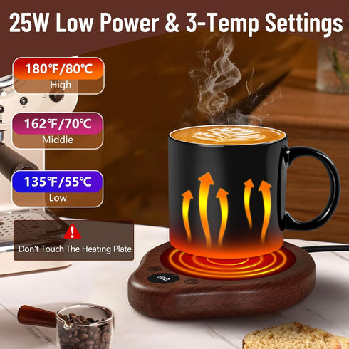 3 Settings 2-12H Settings 25W Mug Warmer, Temperature Coffee Mug Warmer, Timed Coffee Warmer, Digital Display Mug