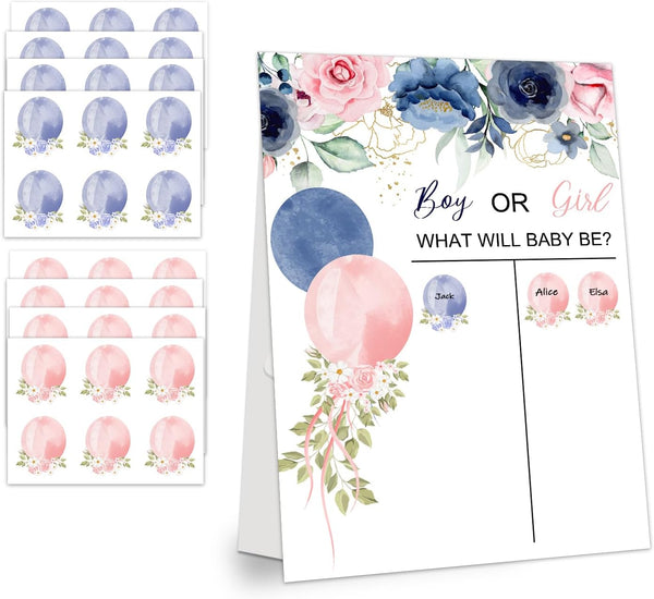 Gender Reveal Party Games, Rose Theme Baby Gender Reveal Voting Board Sign,