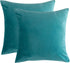 RainRoad Velvet Decorative Throw Pillow Covers - Soft Square Light Teal Cushion Cover 18x18 Inch, Set of 2