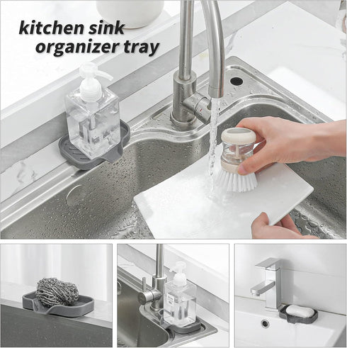 Counter-Grey 4.9"3.2" MicoYang Silicone Bathroom Soap Dishes with Drain Spout-Bathroom and Kitchen Sink