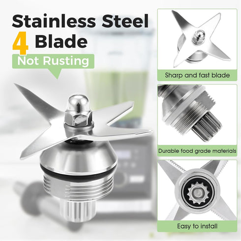 Vitamix Compatible Blender Blade Replacement Kit - 4 Wet Blades, Wrench, Retainer Nut for 32oz & 64oz
