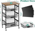 Kitchen Storage Cart with Wheels - 4-Tier Metal Utility Rolling Cart with Wood Top & Pull Out Baskets