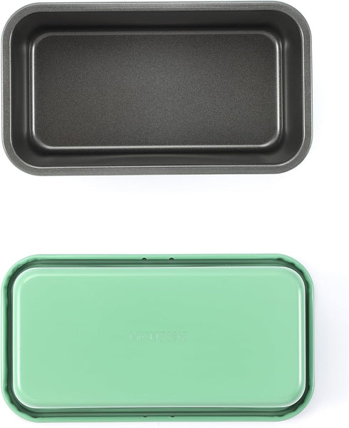Monfish 2pcs Bread Loaf Pans for Home Baking, Carbon Steel 1lb loaf Tin, Rosemary Green 9x5 inch Non-Stick bread Pan Mold by Monfish
