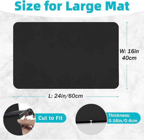 PoYang Coffee Mat, 16"x24" Rubber Backed Coffee Bar Mat, Absorbent Dish Drying Mat for Countertops (Black)