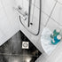 Sanbege 9" Marble Stone Corner Shelf Polished, Wall Mounted Shower Caddy, Floating Shampoo Holder for Bathroom