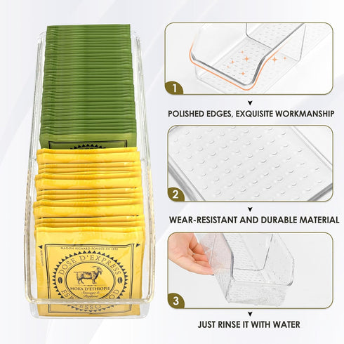 MaxGear Tea Bag Organizer, Clear Plastic Storage Holder for Pantry, Kitchen, Cabinet, Countertop, 1 Pack