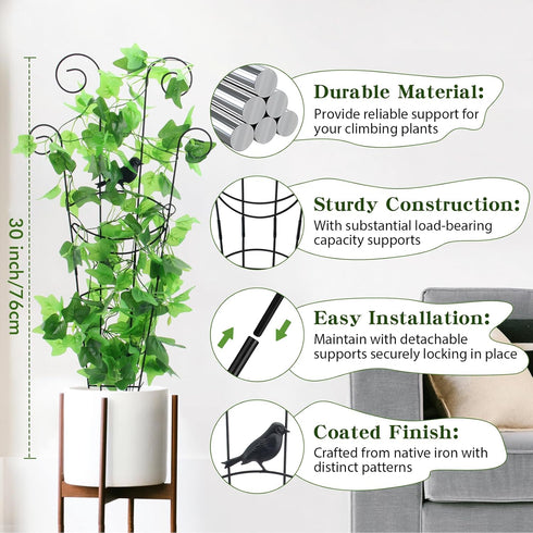 4 Pack 30 Inch,Rustproof ZOUTOG Trellis for Climbing Plants Indoor Metal Garden Trellis for Potted Plants,Houseplant