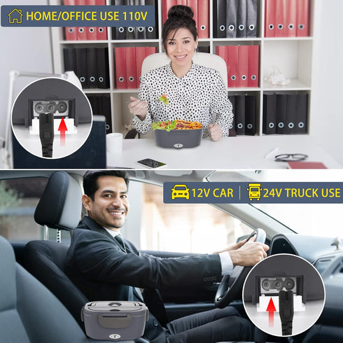 Electric Lunch Box Food Heater, 3 in 1 Portable Warmer, Leakproof Heated Box for Adults, 1.5L Stainless Steel Container