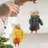 Set of 4 Christmas Felt Mice Ornaments - 4.7" Mini Hanging Wool Mouse Figurines for Holiday Decor