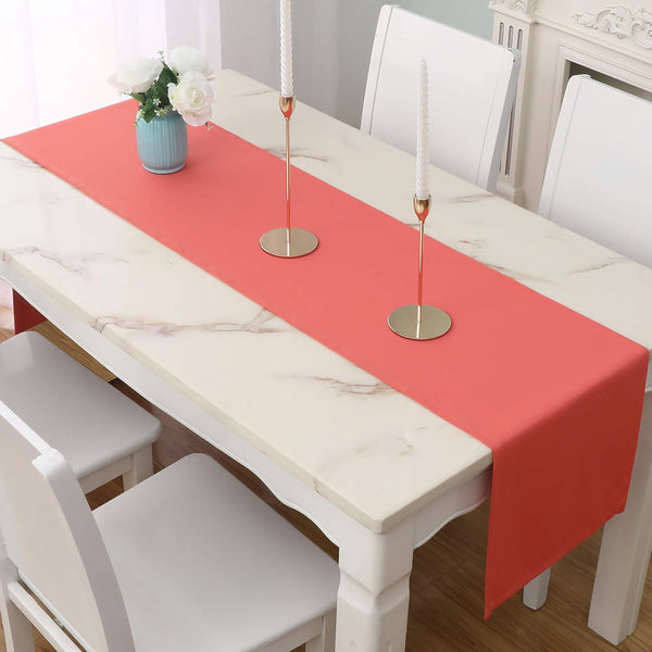 DUALIFE Coral Table Runner, 14x72 Inch Solid Color Thick Polyester for Wedding Party and Event