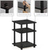 3-Tier Furinno TURN-N-TUBE Side Table, Square Modern End Table, Open Shelves Nightstand, Night Stand, Bedside Table