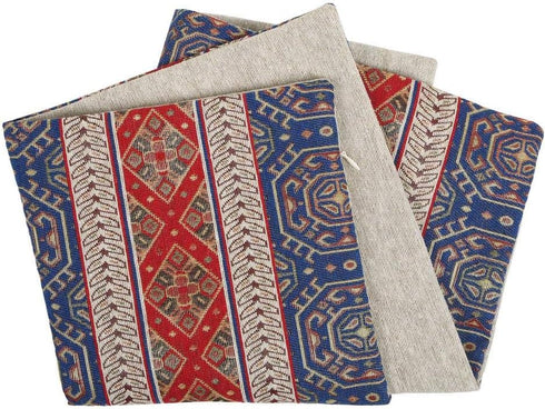 Boho Throw Pillow Covers Red and Blue, 18 x 18 Inches Decorative Kilim Pillows for Couch, Bohemian Outdoor Decor