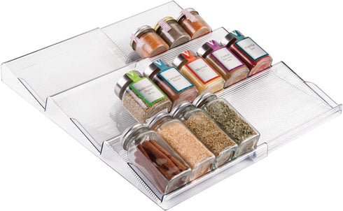 mDesign Expandable Plastic Deluxe Spice Rack, Drawer Organizer for Kitchen Cabinet Drawers,