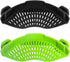 2PACK AUOON Clip on Strainer for All Pots Pans, Silicone Pasta Strainer Kitchen Colander, BlackGreen