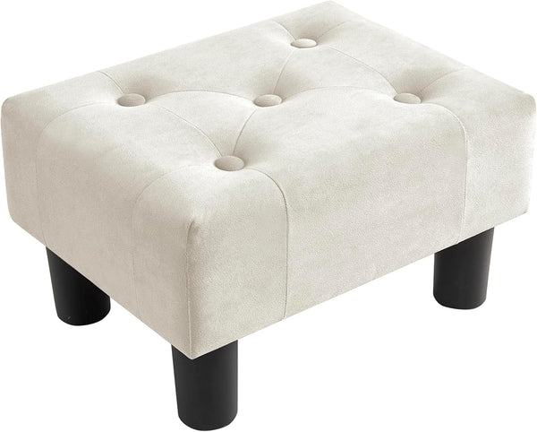 Poofzy Small Foot Stool Ottoman, Velvet Ottoman Foot Rest with Legs, Rectangle