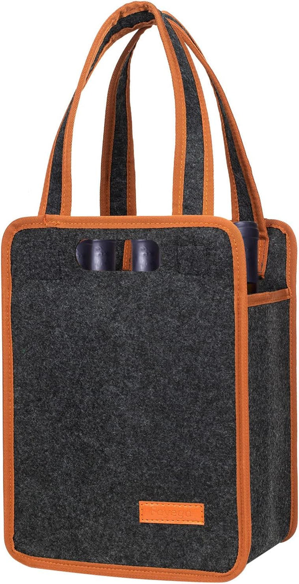 6 Bottle Wine Tote Bag, Insulated Thermal Padded Wine Carrier Tote, Reusable Wine Bags for Travel, Camping, Picnic