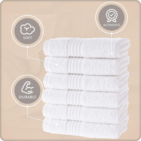 Set 13x13, MAURA Basics Turkish Cotton Washcloth Towel High Performance Bathroom Essentials with Hanging Loops