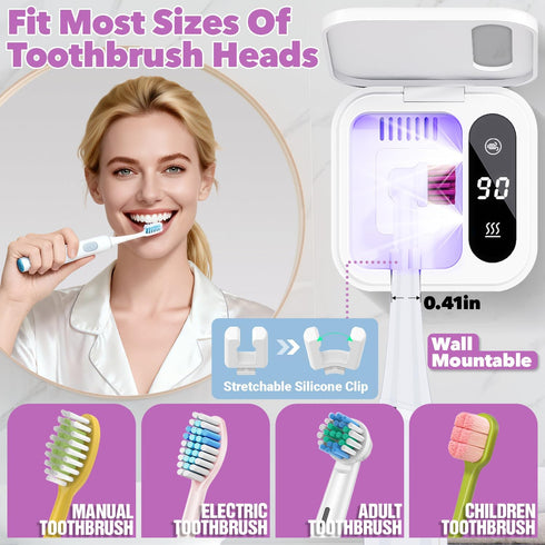 DRMXBU Toothbrush Sanitizer Case and Holders, Wall Mounted Toothbrush Holder with LED Screen, Rechargeable Travel