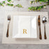 15.8 7.9 Inch 50 Luxenap X Linen-Feel Guest Towels, Lettered Hand Towels - Gold Letter 'R', Sans Serif Font, White