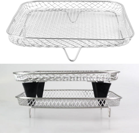 Air Fryer Rack, Three Stackable Dehydrator Racks for Instant Vortex, Nuwave, Stainless Steel Accessories for Ovens,