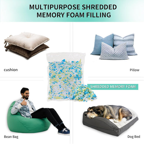6lbs Shredded Memory Foam Bean Bag Filler, Soft and Convenient Bean Bag Filling Pillow Stuffing for Beanbag, Couch