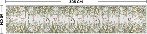 2x10 Artoid Mode Antique Herbs and Wild Floral Runner Rug, Spring Home Decor Low-Profile Non-Slip Washable Area Rug