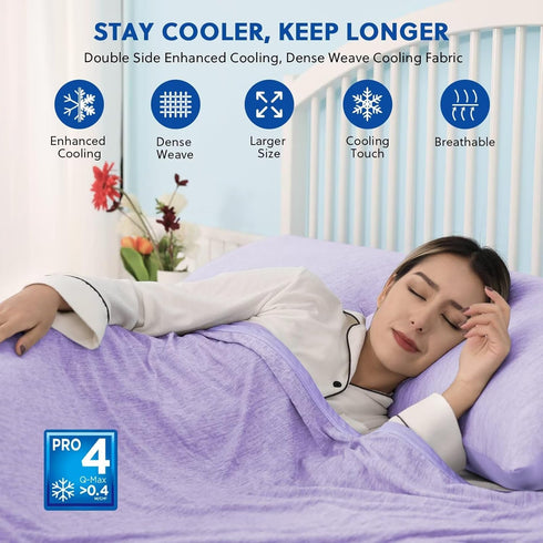 HOMFINE Cooling Blankets for Hot Sleepers - Lightweight Breathable Soft Double Side Blanket for Bed Couch Sofa, Purple,