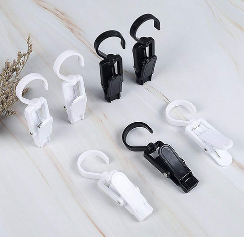 Super Strong Swivel Hanging Hooks, Laundry & Curtain Clips, Beach Towel Clips, 4.3-inch, White (10-pack)