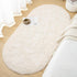 Fluffy Cream Bedroom Rug, Oval Shaggy Area Rug 2.6 x 5.2 Feet Cute Small Carpet for Kids Room Nursery Home Decor